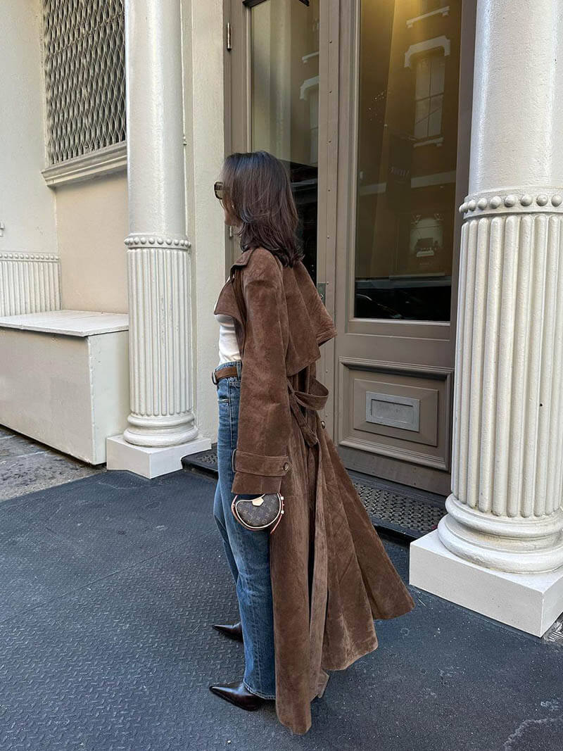 Sofie – Elegante Suède Trenchcoat voor Dames