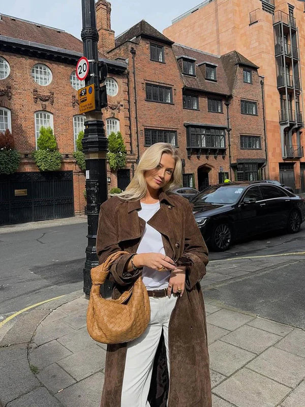 Sofie – Elegante Suède Trenchcoat voor Dames